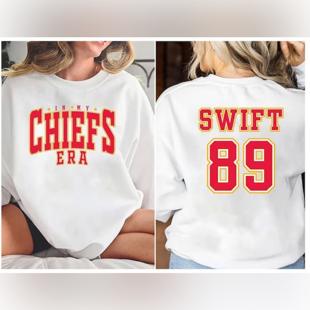 Taylor Swift Chiefs Sweatshirt 2 Sided Travis Kelce And Taylor Swift Sweatshirt